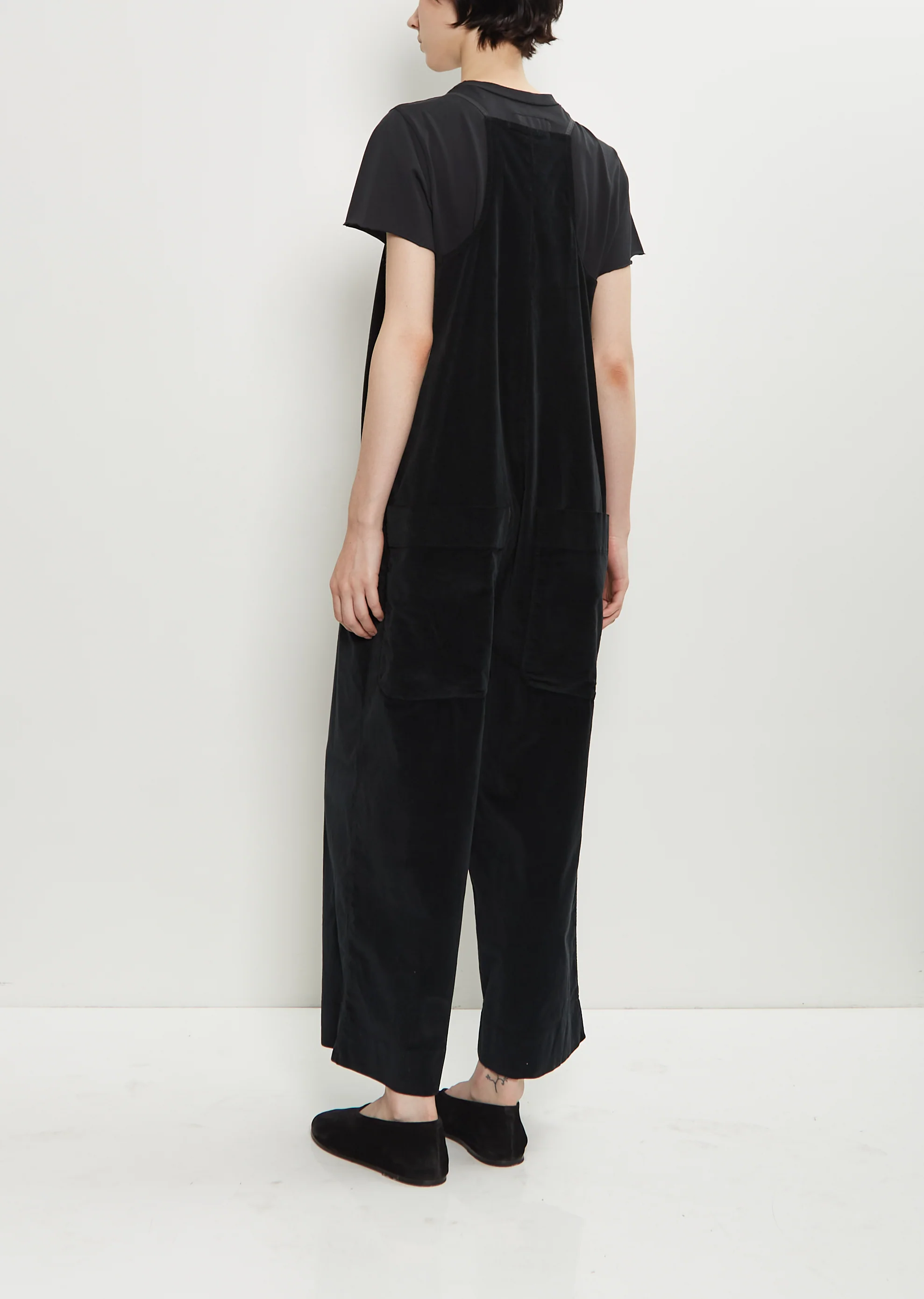 Velvet Salopette Jumpsuit — Black - Image 3