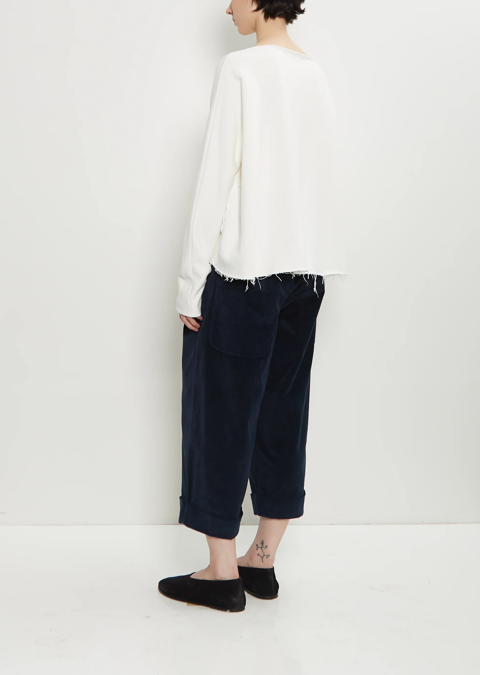 Heavy Jersey Raw Edge Sweater — Milk - Image 3