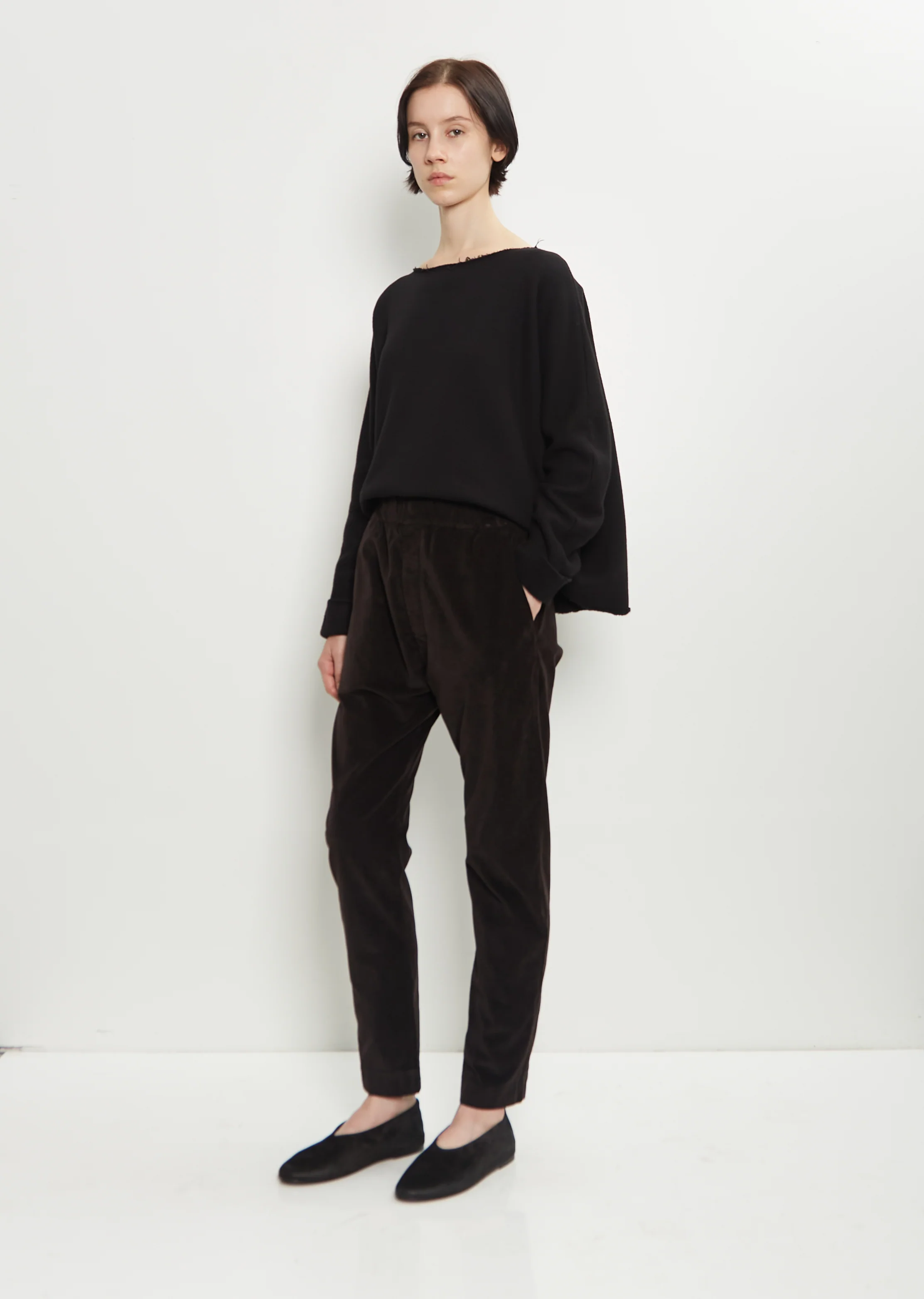 Heavy Jersey Raw Edge Sweater — Black - Image 4