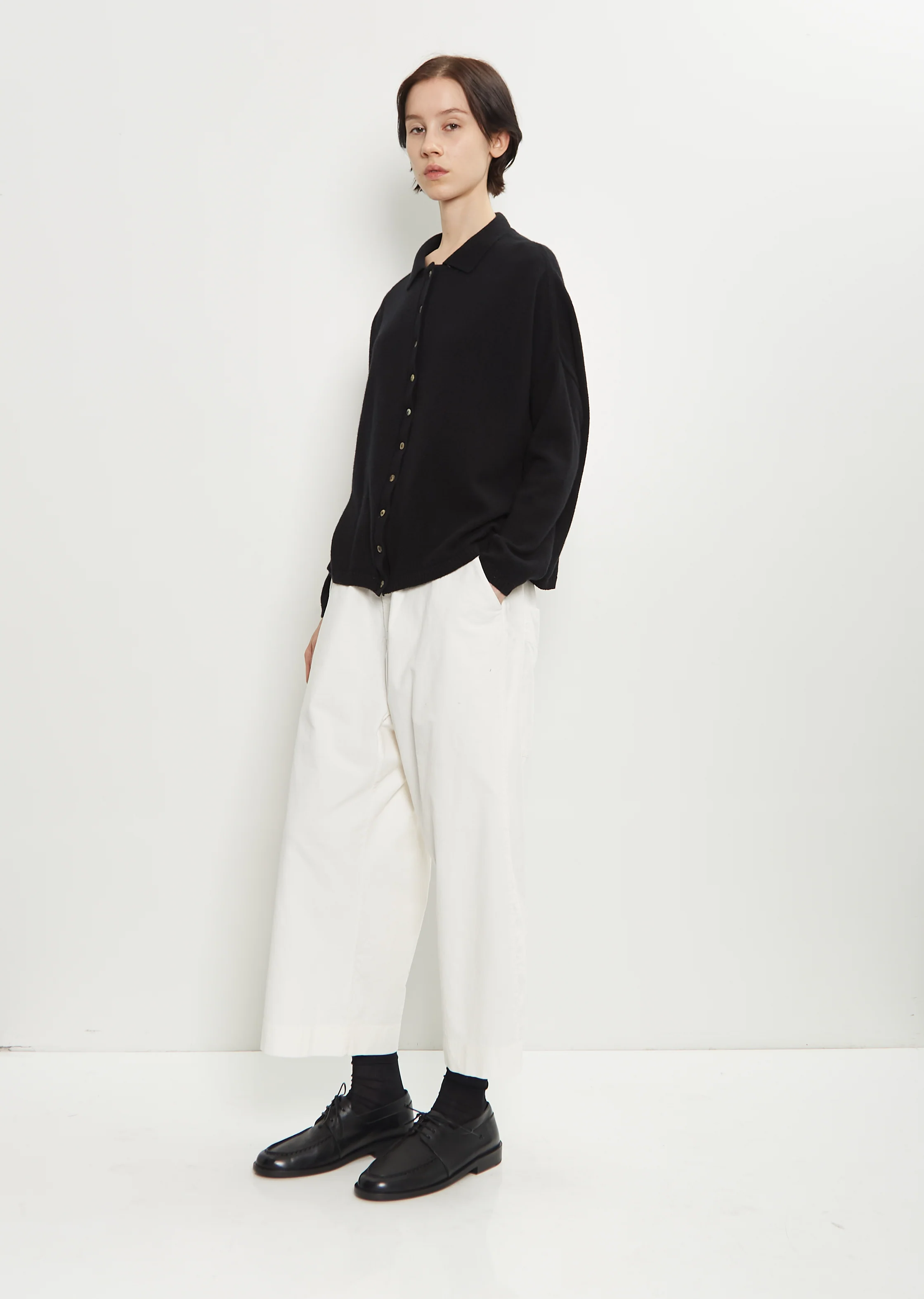 Cashmere Polo Sweater — Black - Image 4