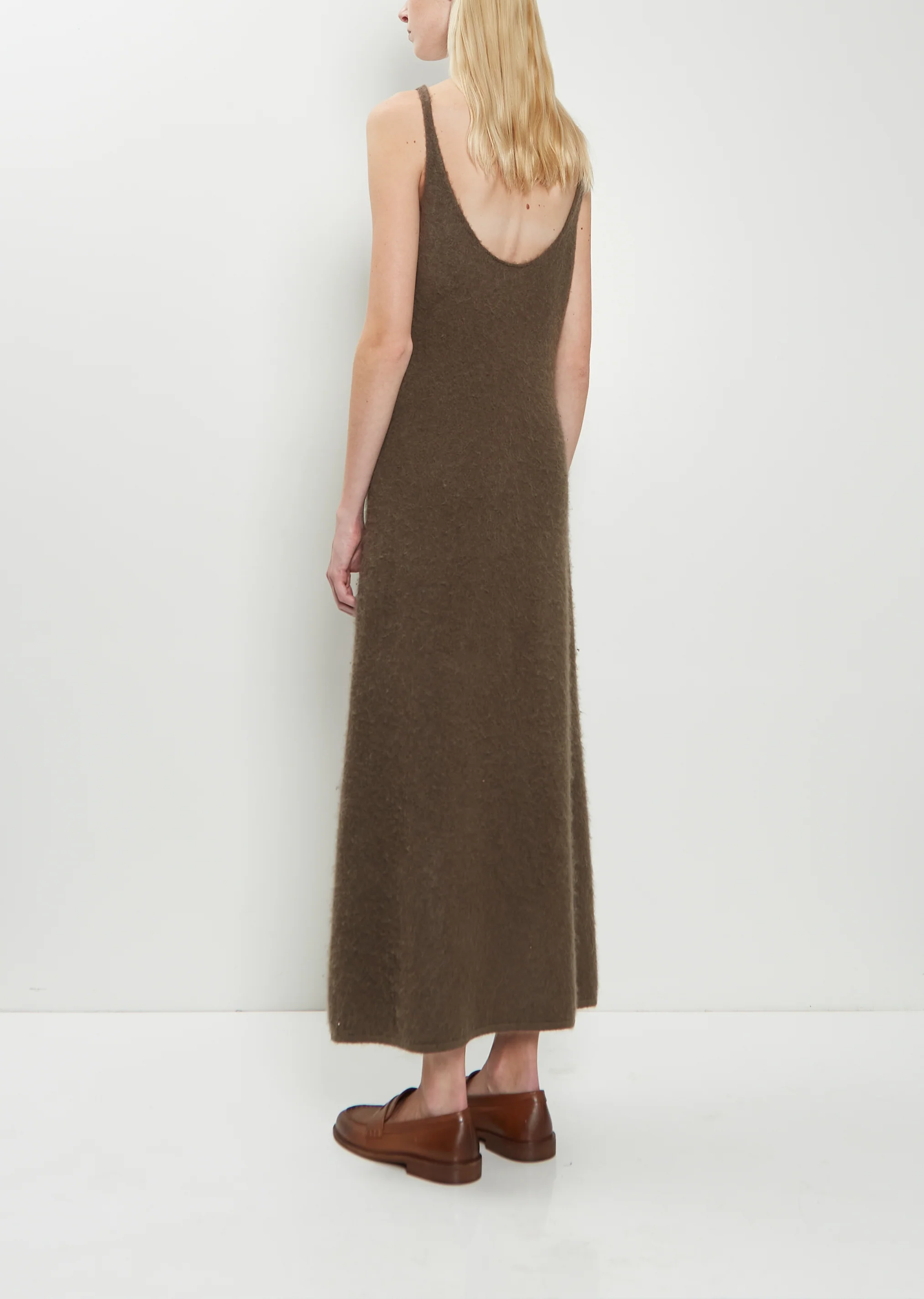 Alpaca Fur Knit Dress — Dark Brown - Image 3