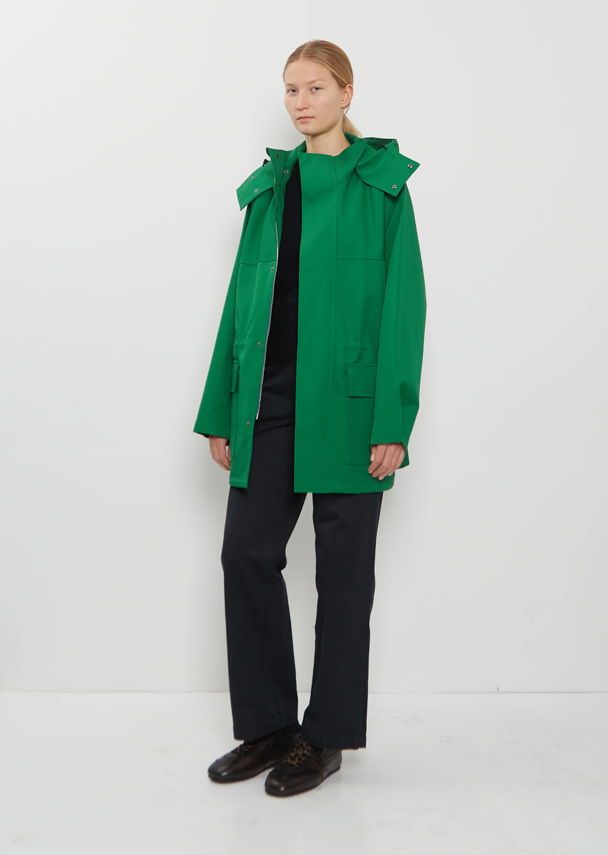 Bonded Cotton Gabardine Blouson — Green - Image 4