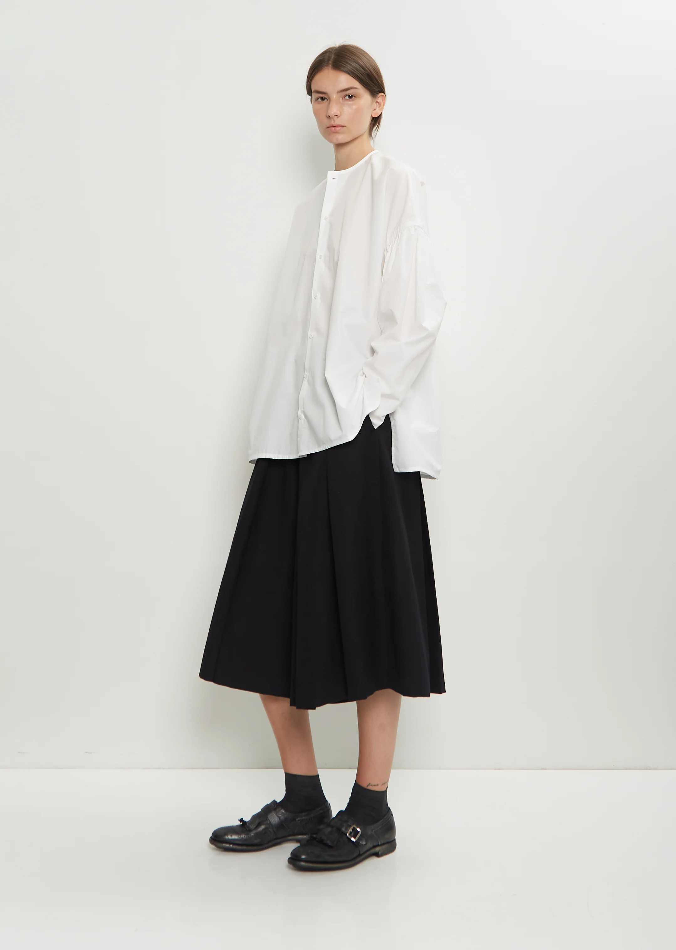 Basil Typewriter Cotton Shirt — Off White - Image 4