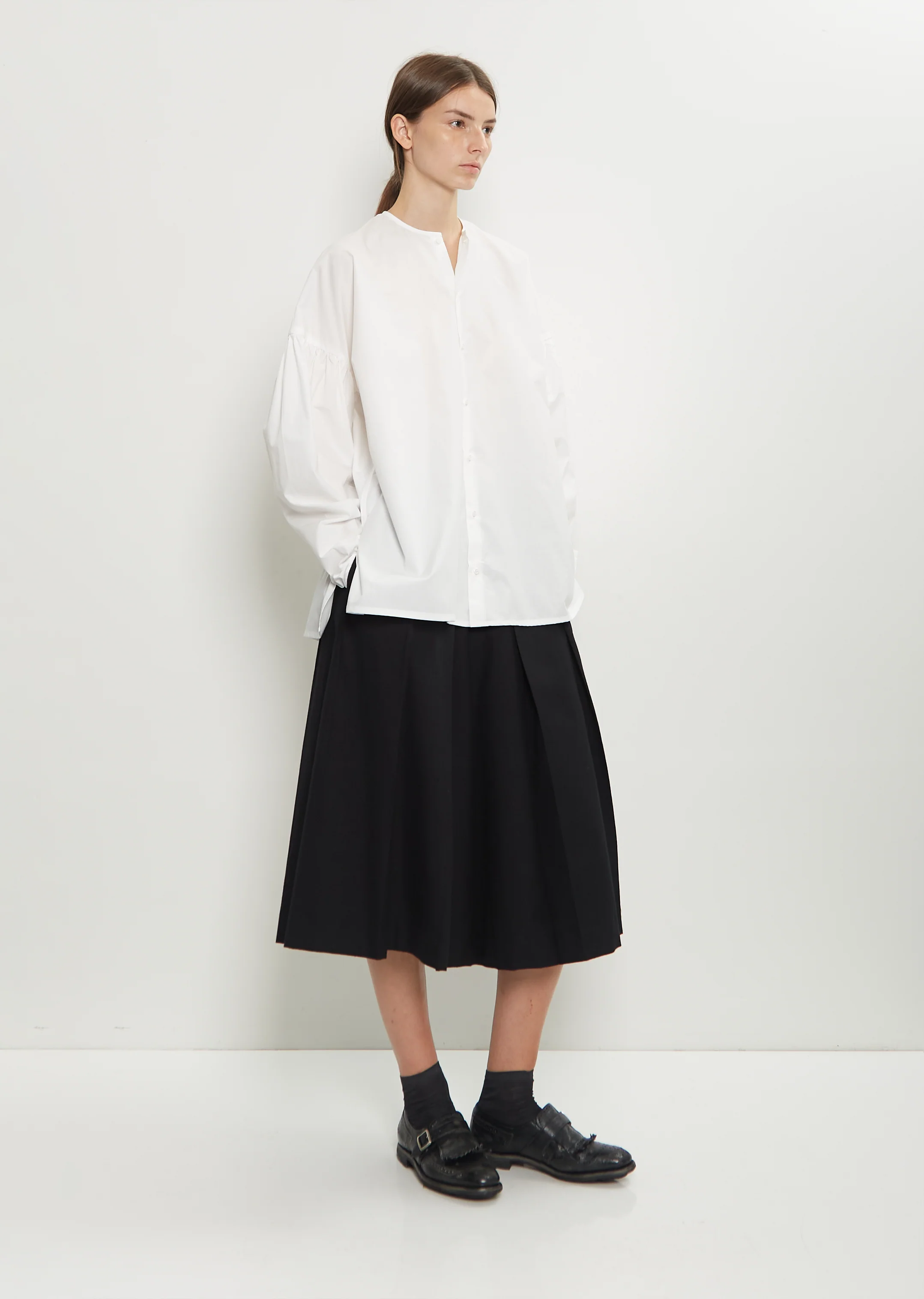 Basil Typewriter Cotton Shirt — Off White - Image 5
