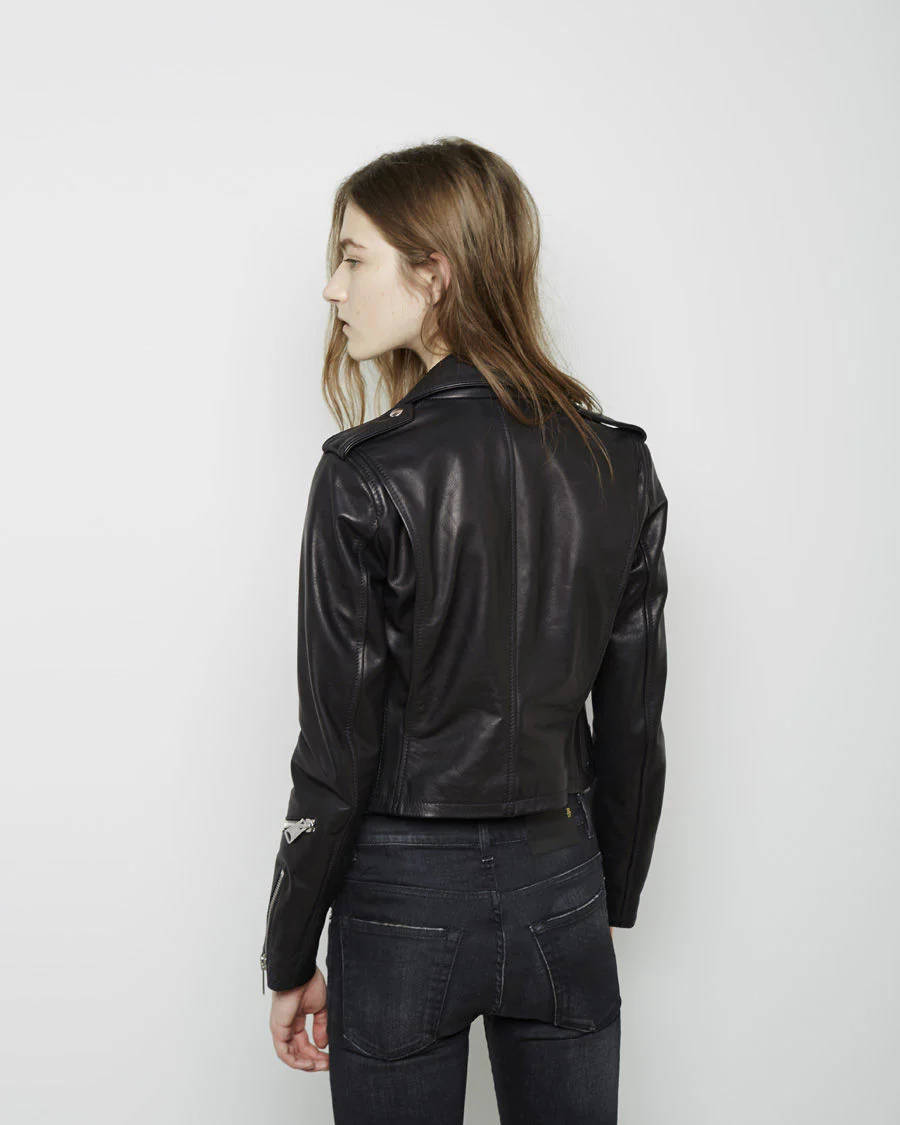 Cropped Classic Moto Jacket - Image 3