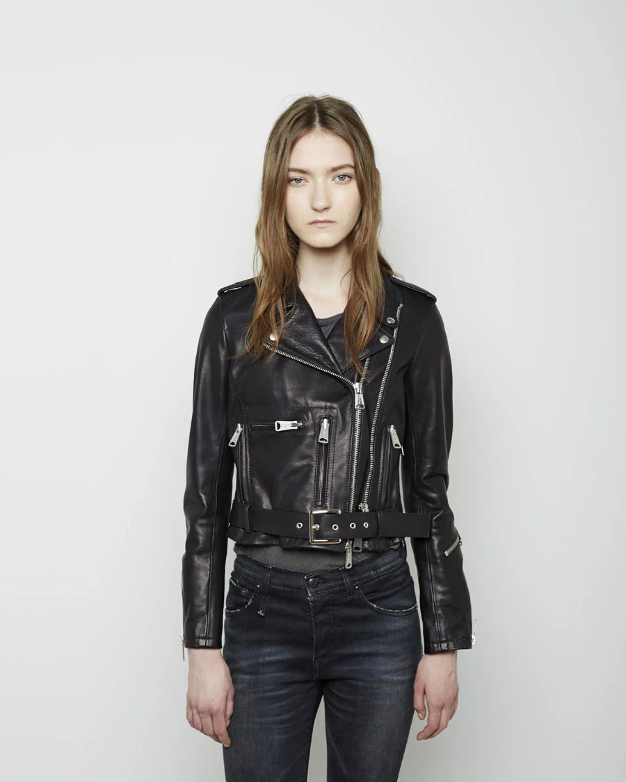 Cropped Classic Moto Jacket - Image 4