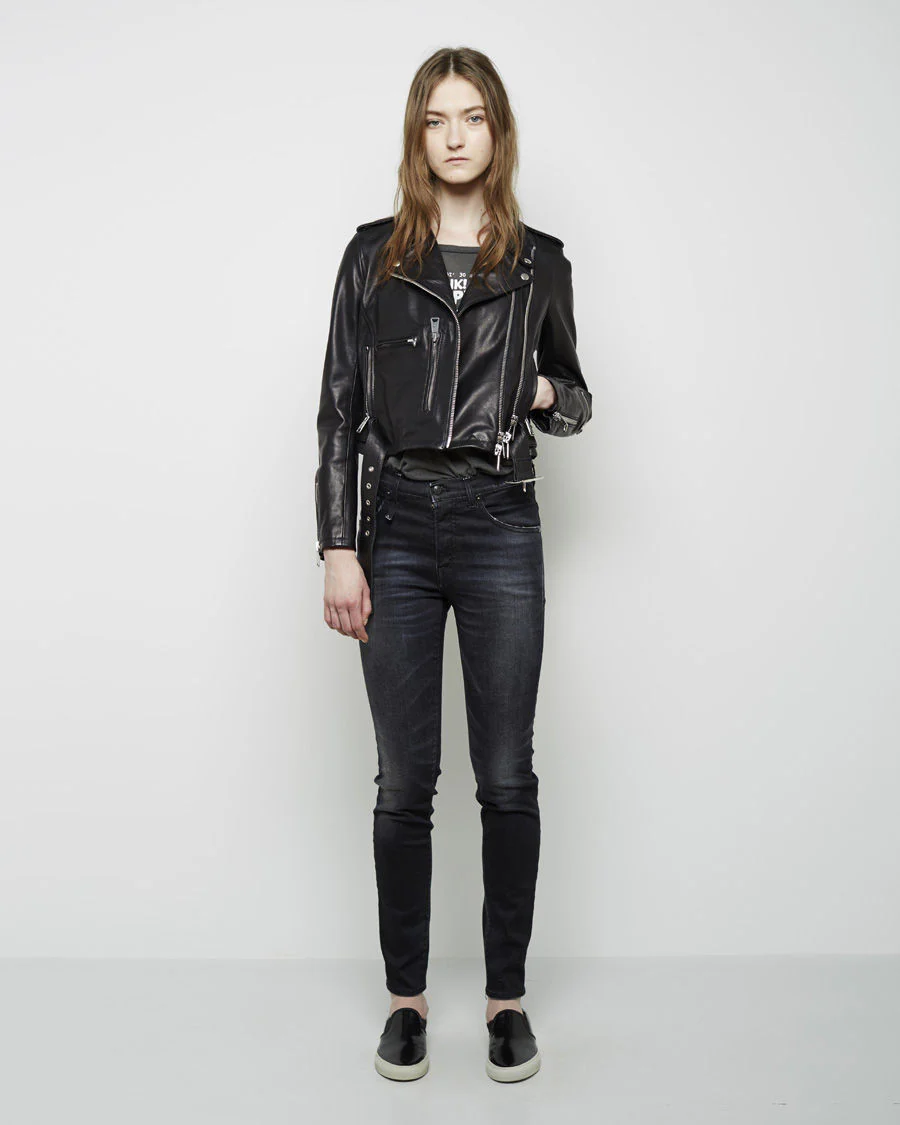 Cropped Classic Moto Jacket - Image 5