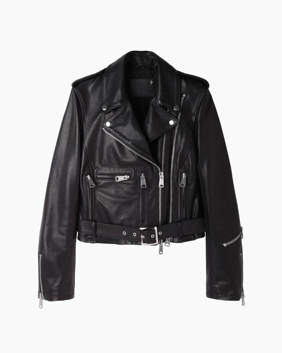 Cropped Classic Moto Jacket - Image 6
