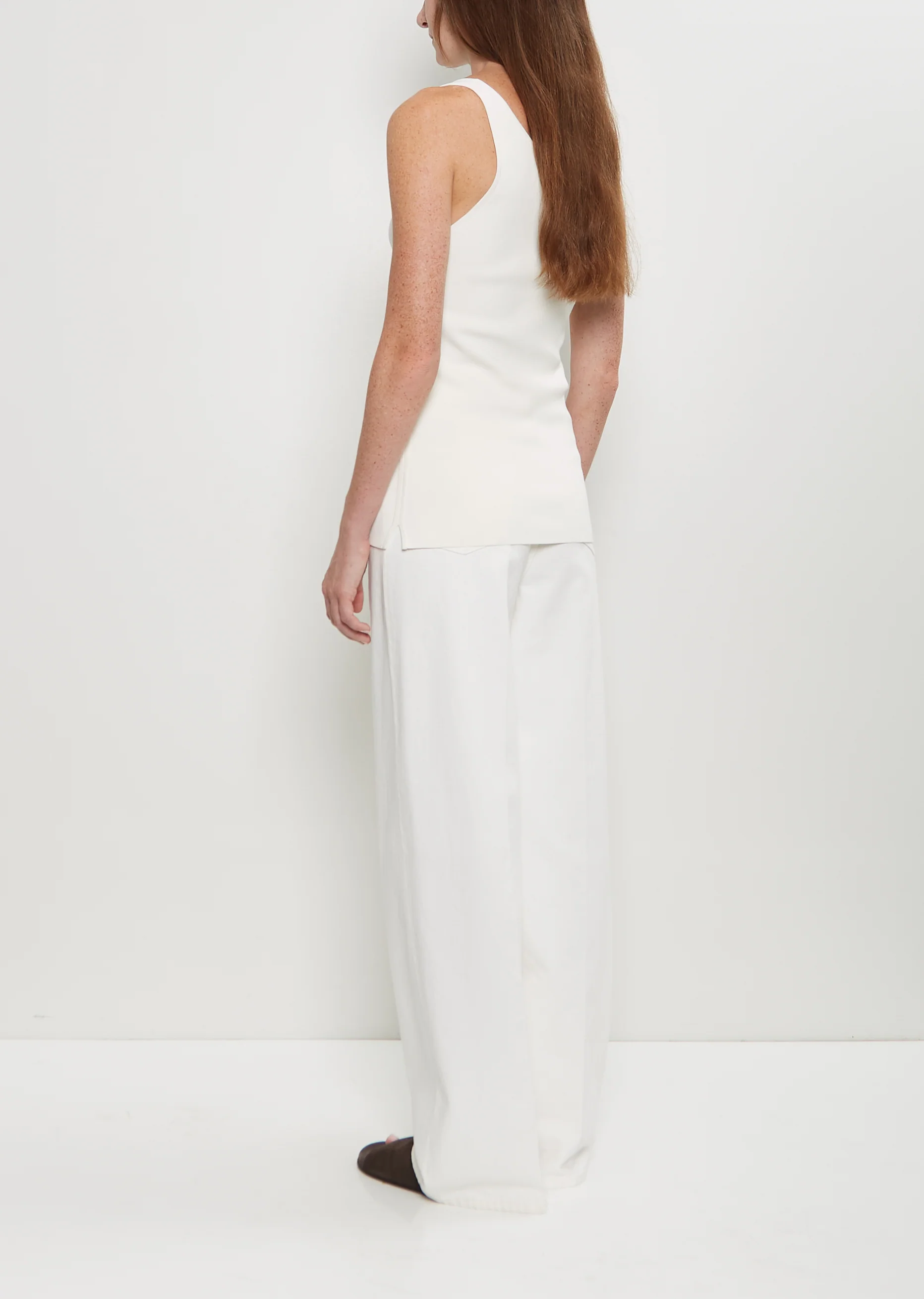 Organic Cotton Compact Knit Tank — White - Image 3