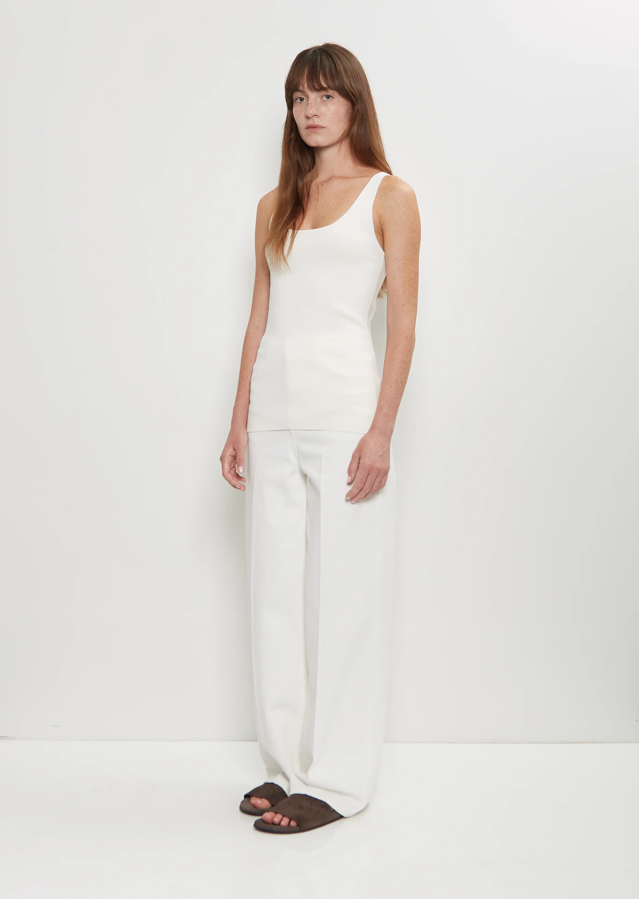 Organic Cotton Compact Knit Tank — White - Image 4