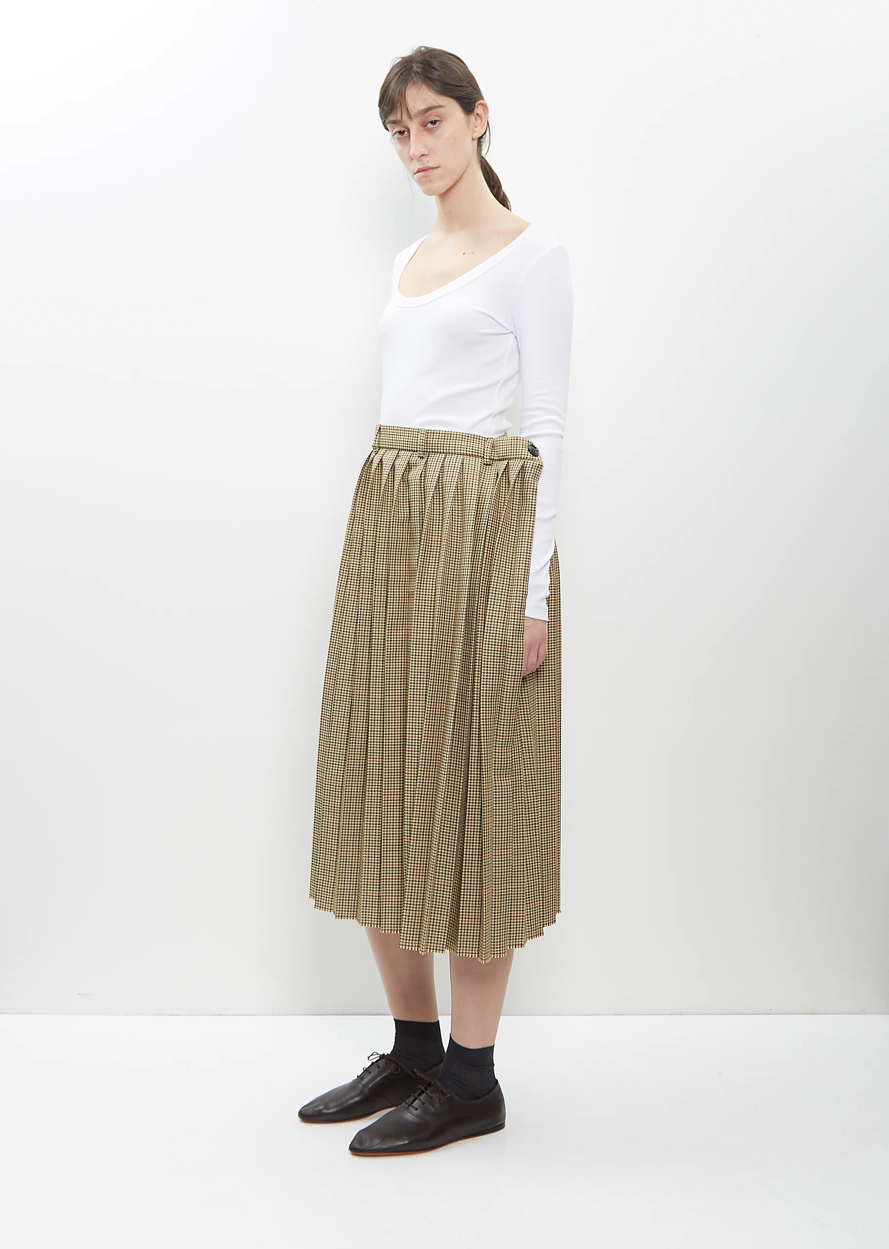 Houndstooth Poly Pleated Skirt - Image 5