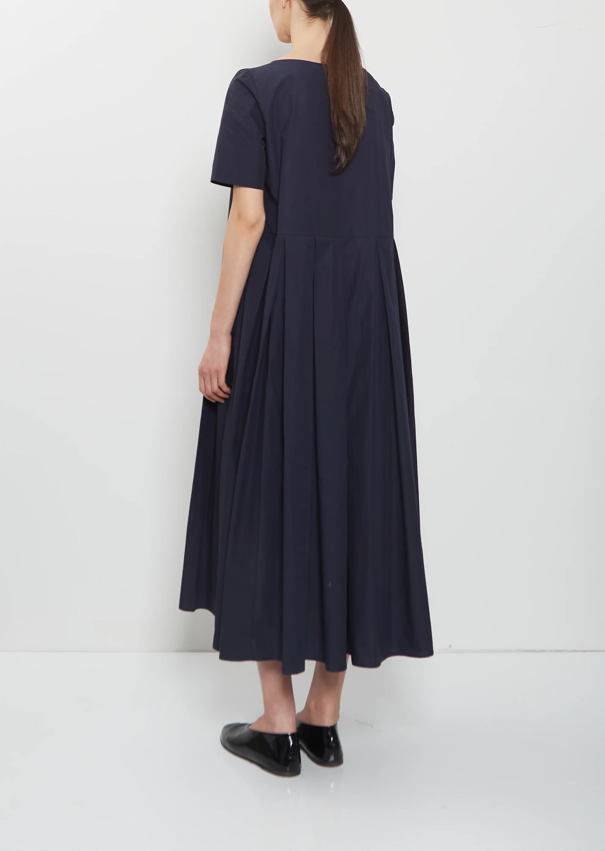 Short Sleeve Pleated Cotton Dress - Image 3