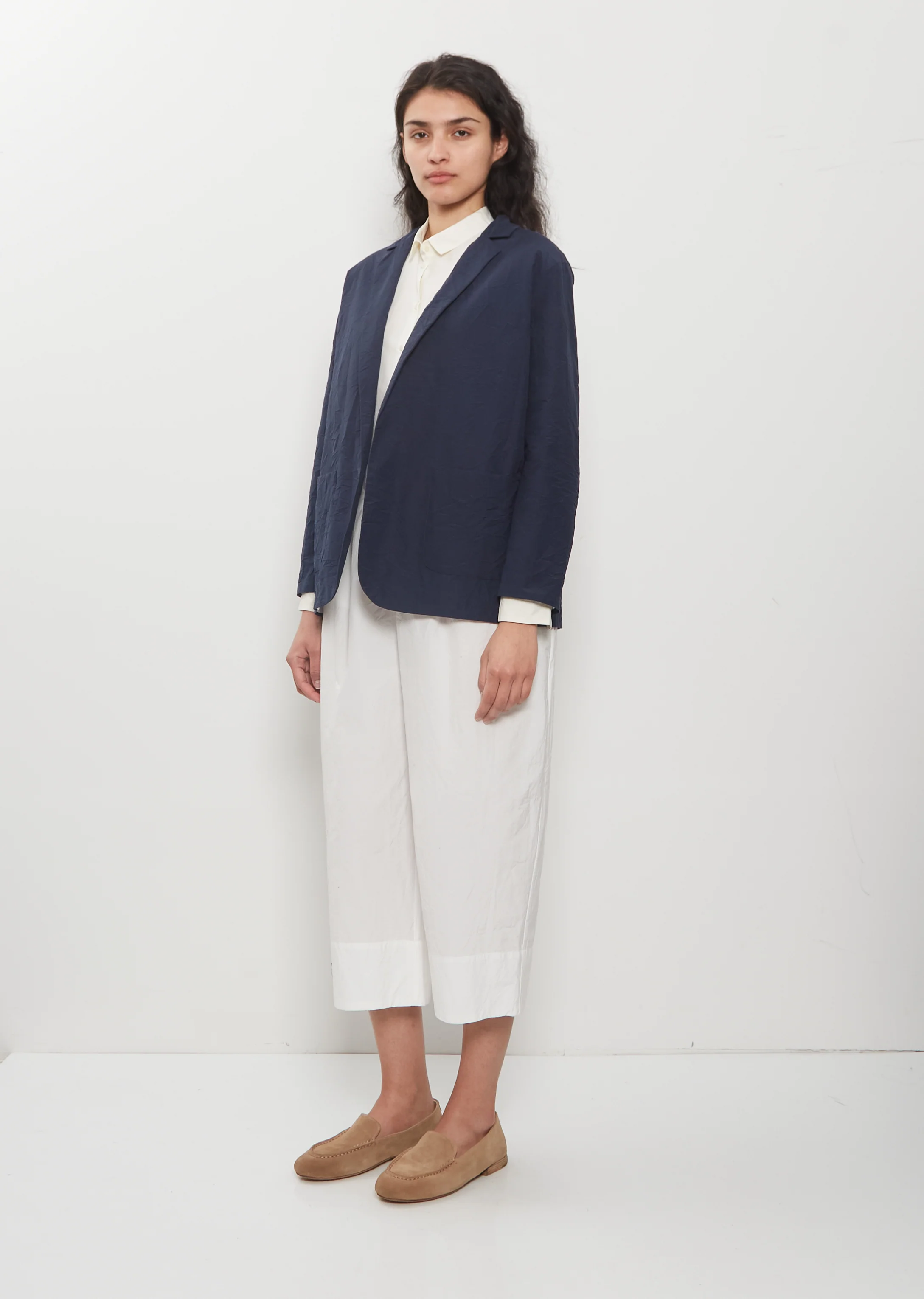 Open Front Crinkled Cotton Jacket - Image 4