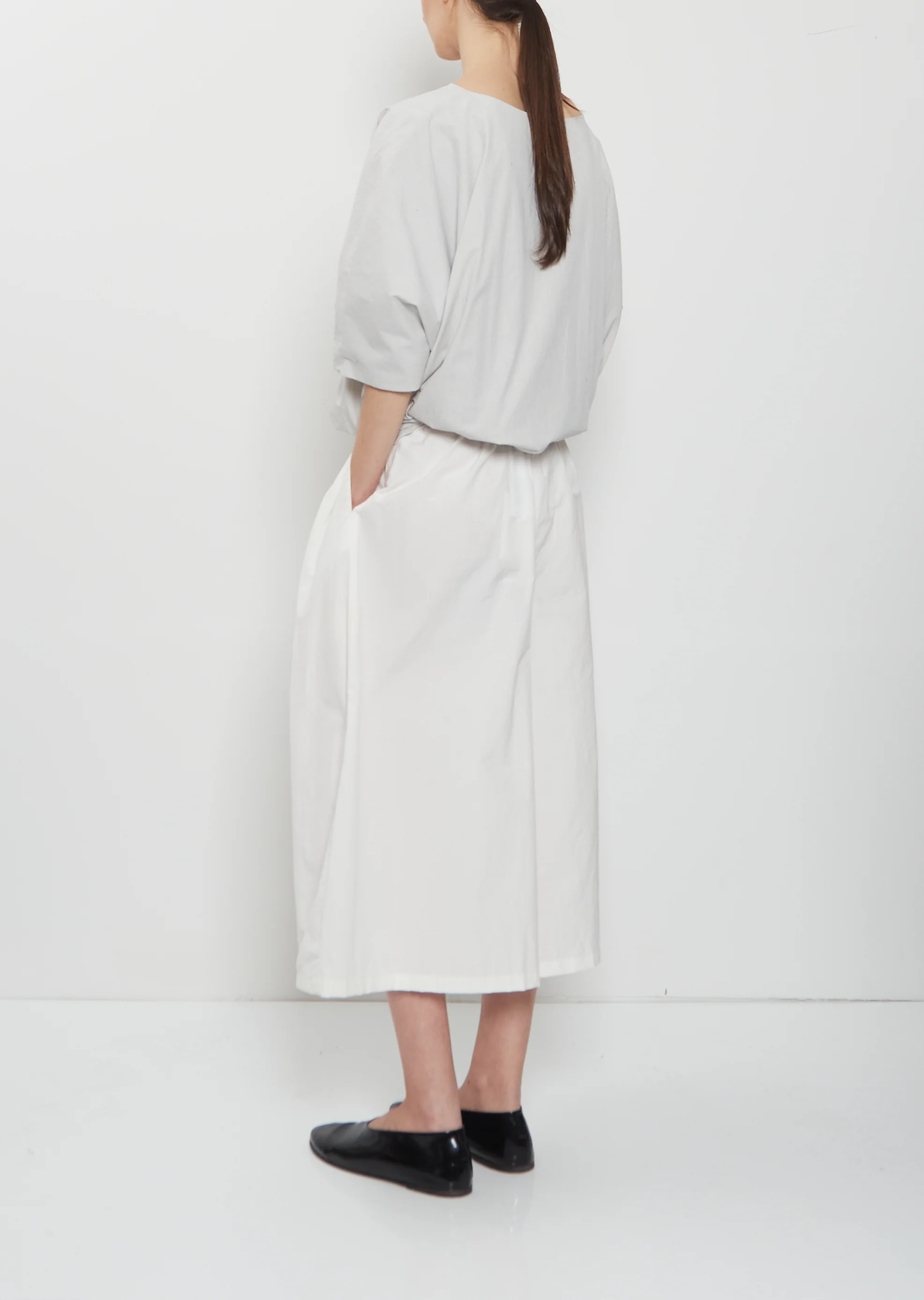 Technical Cotton Wide Trousers — Meringue - Image 3