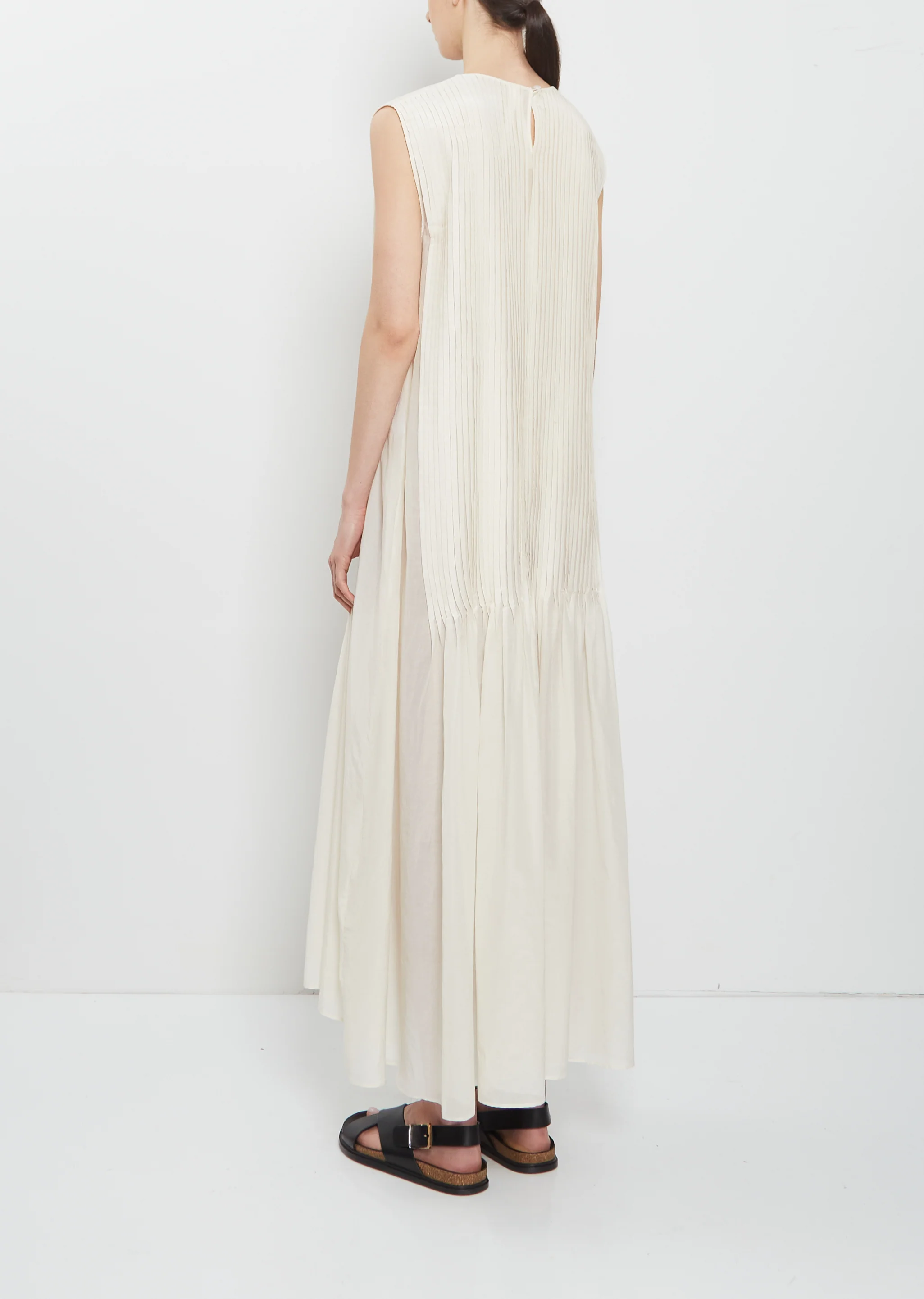 Sheer Cotton Silk Pleats Dress - Image 3