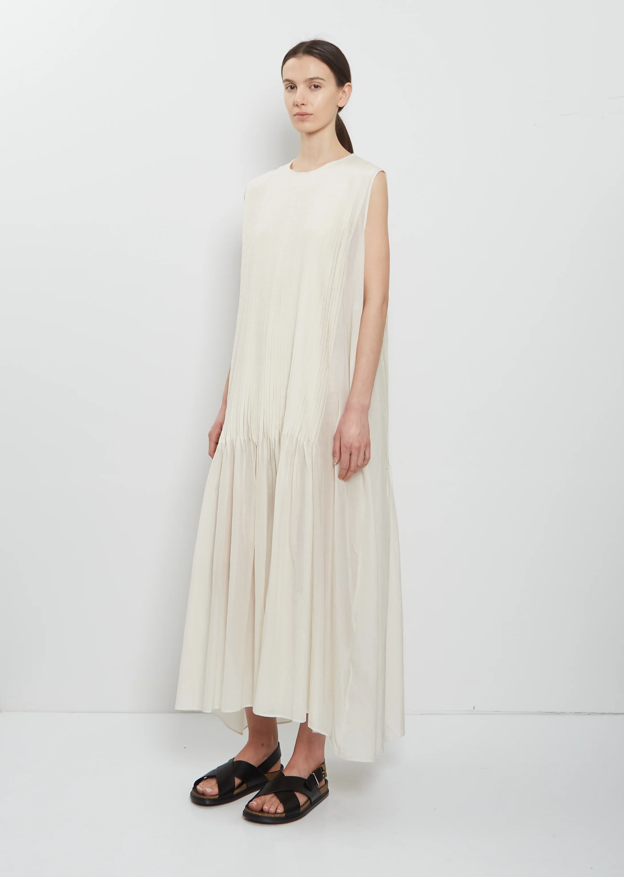 Sheer Cotton Silk Pleats Dress - Image 4