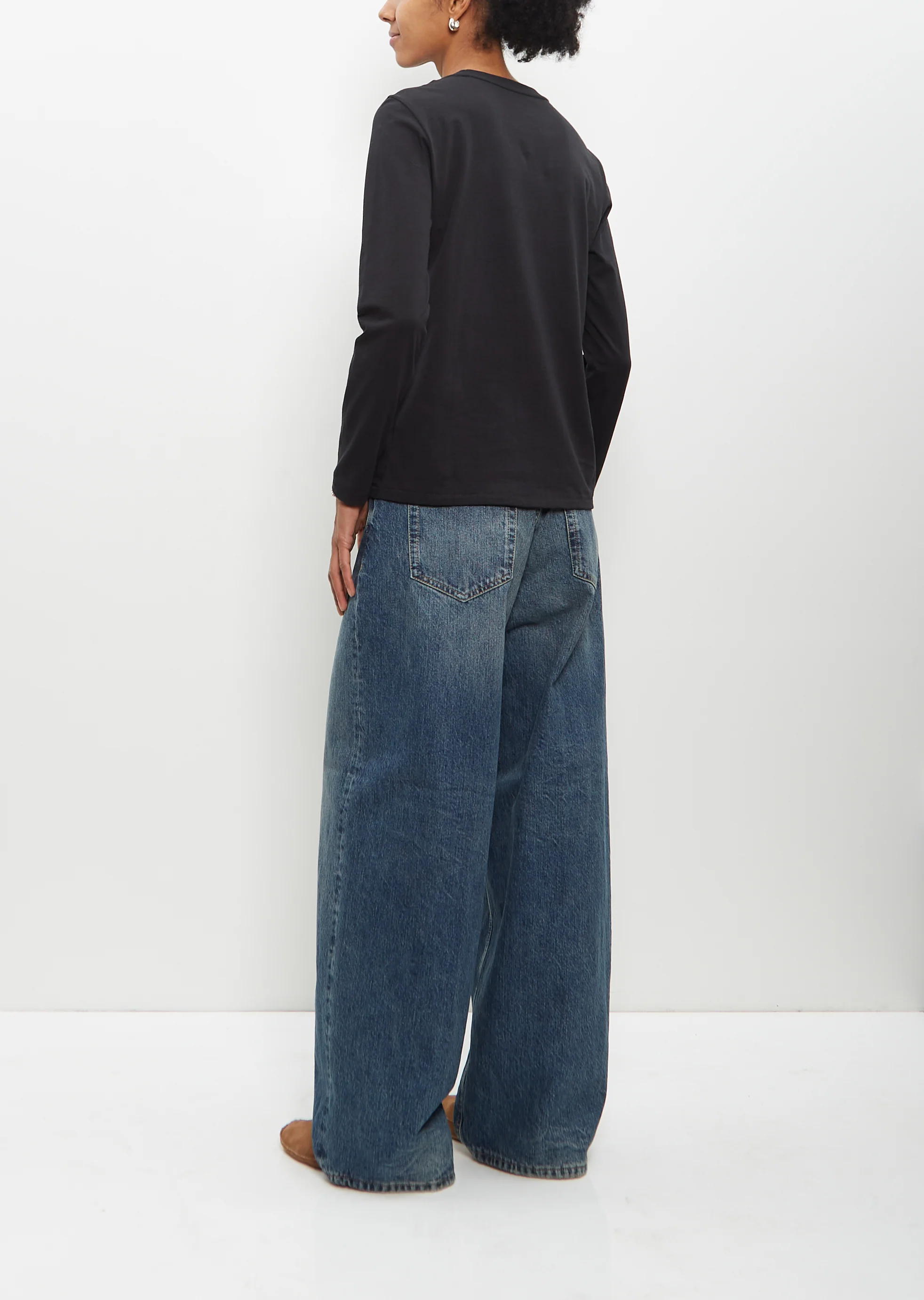 Cotton Long Sleeve Mini Boy T-Shirt — Jet Black - Image 3