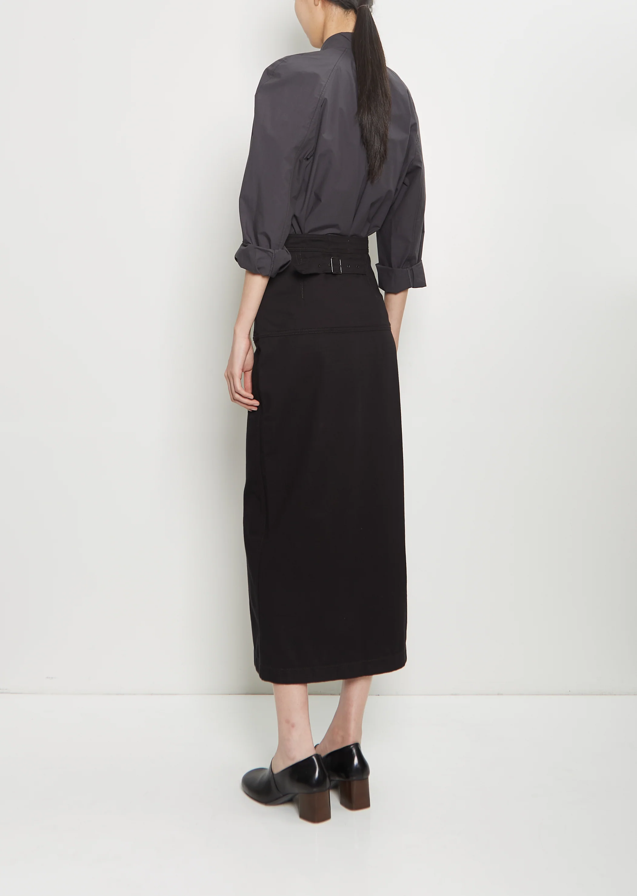 Cotton Denim Slit Skirt - Image 3