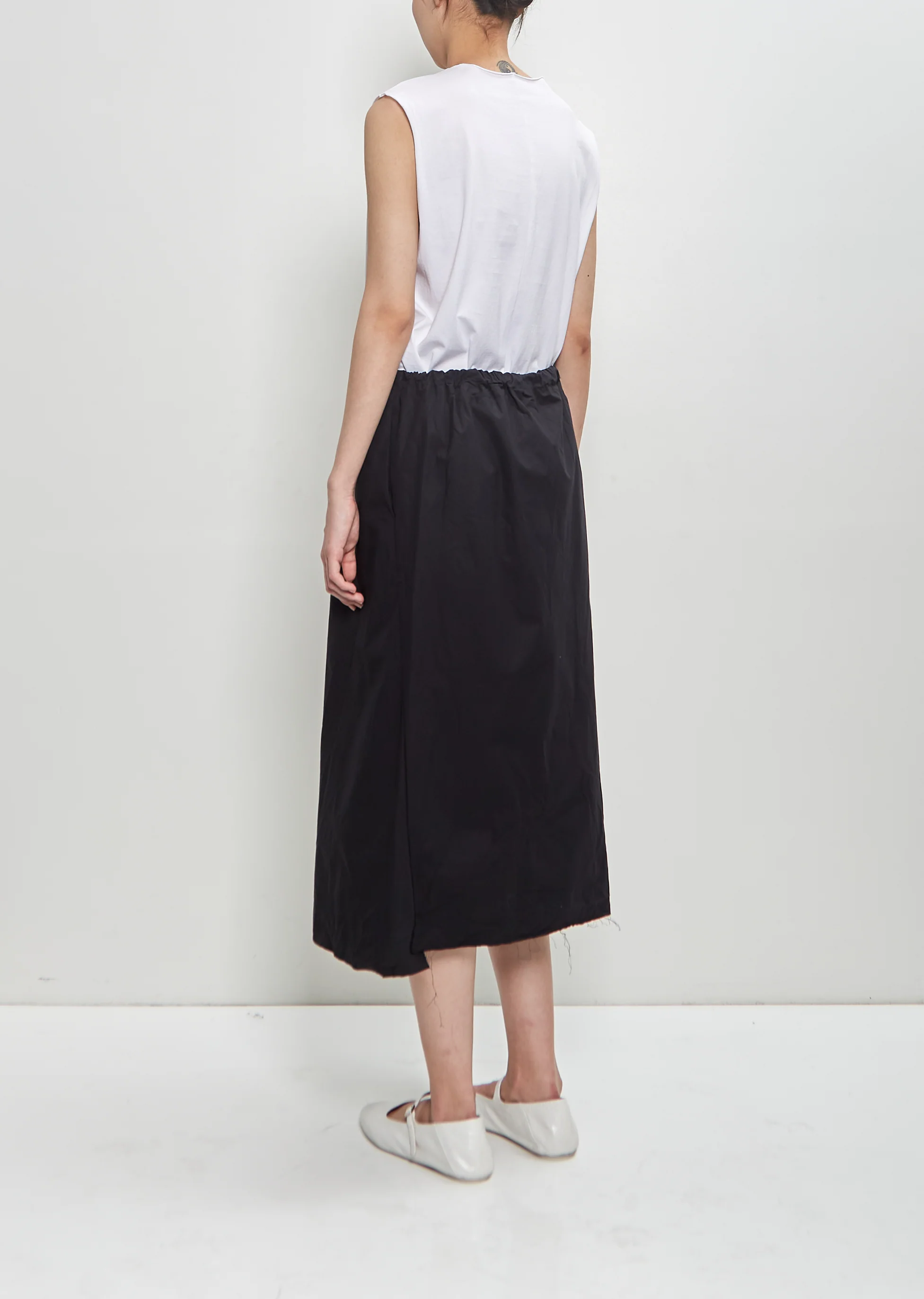 Paper Cotton Twisted Midi Skirt B-OE — Black - Image 3