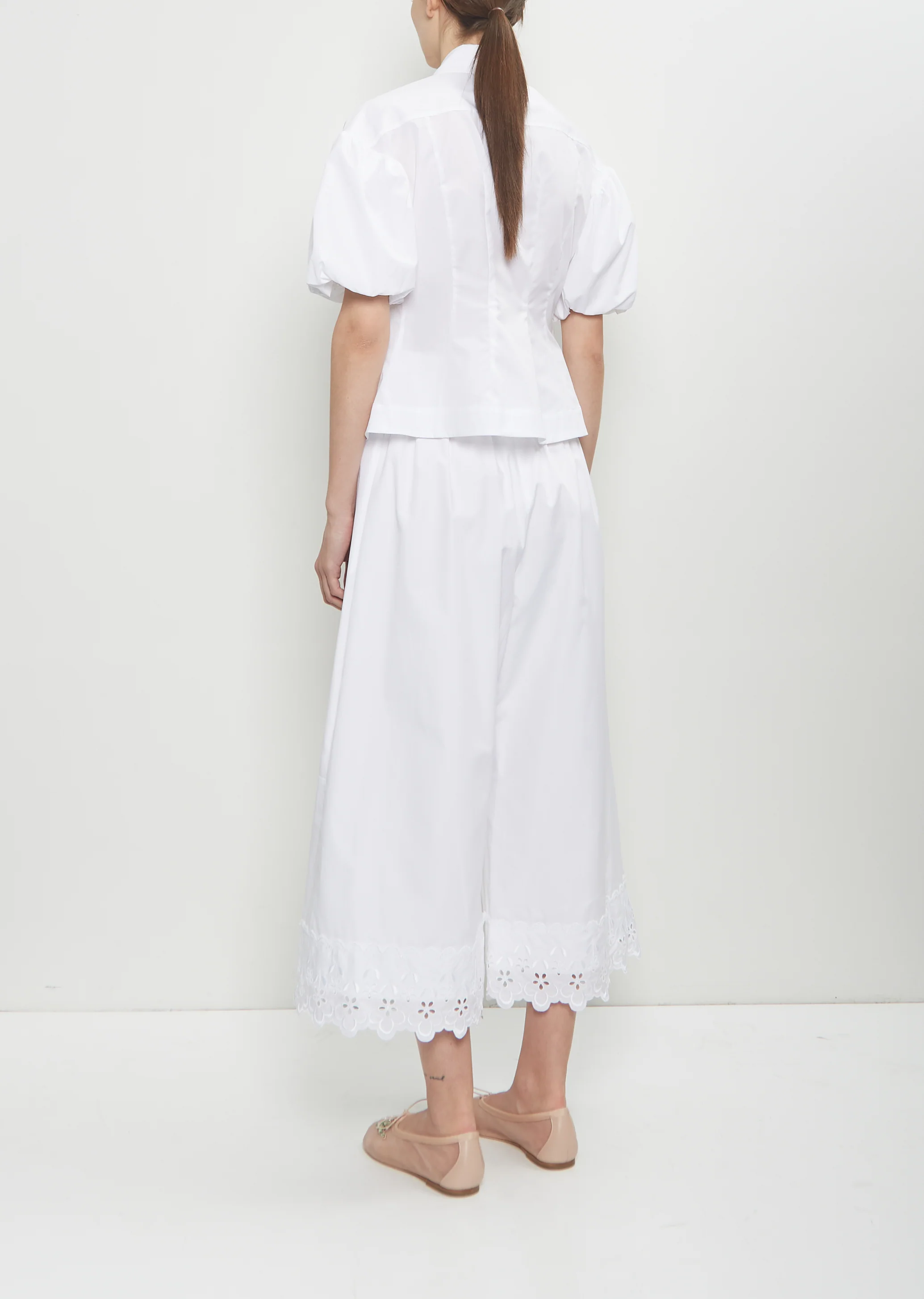 Cotton Puff Sleeve Shirt — White - Image 3