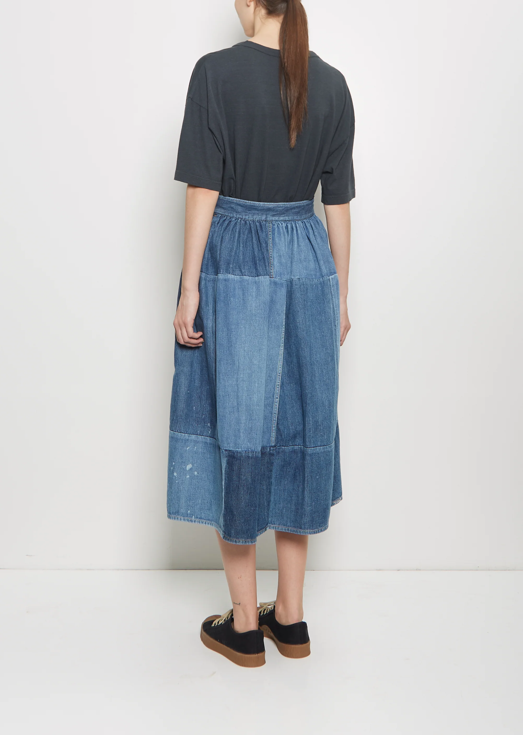 Denim Elevation Patchwork Skirt - Image 3