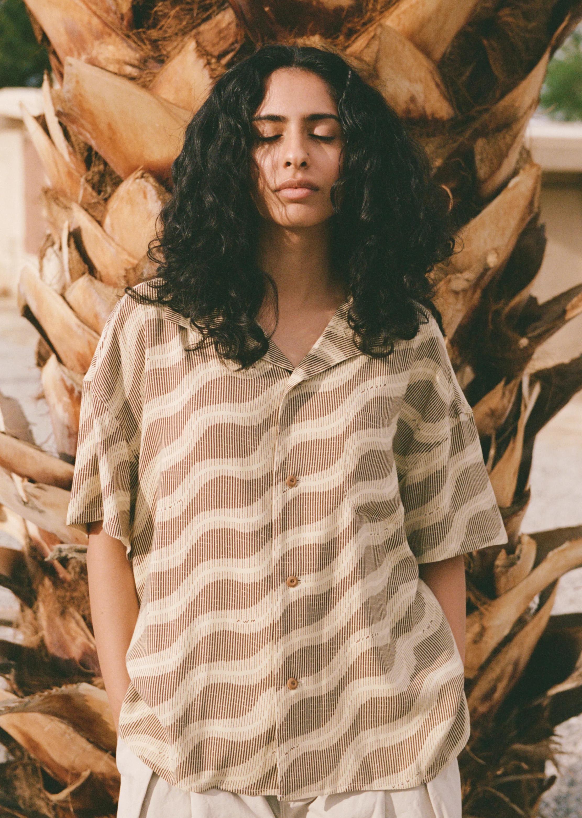 Julie Open Collar Blouse — Brown - Image 5