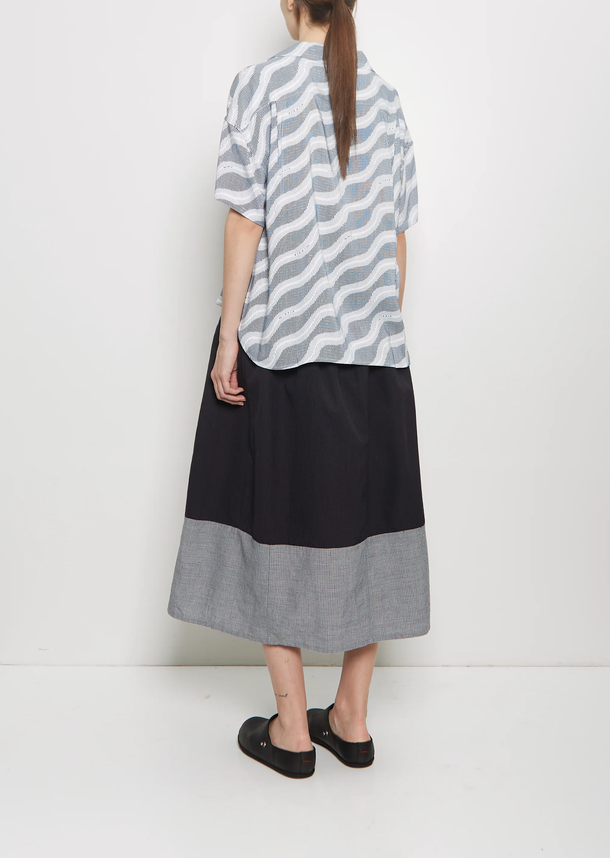 Julie Open Collar Blouse  — Navy - Image 3