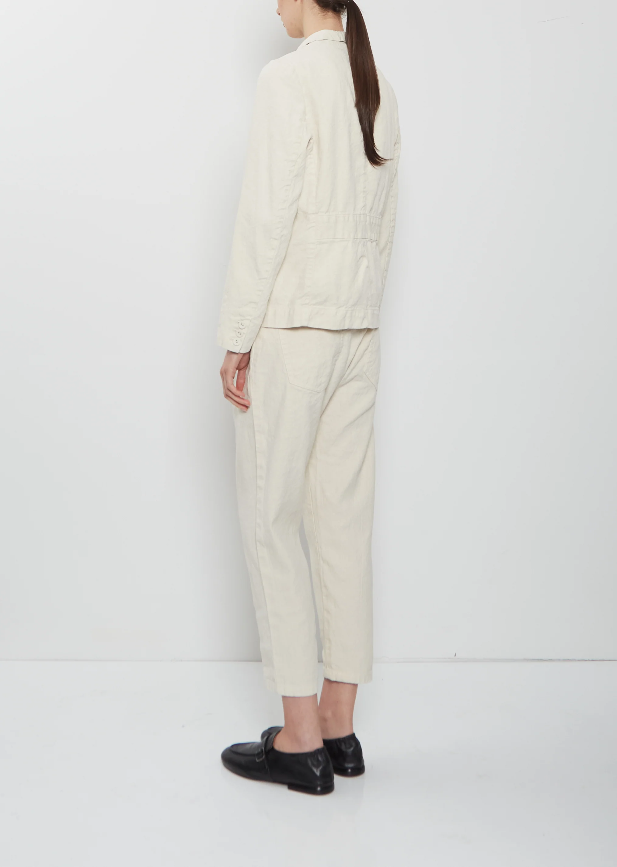 Linen Cotton Tailored Jacket — Ivory - Image 3