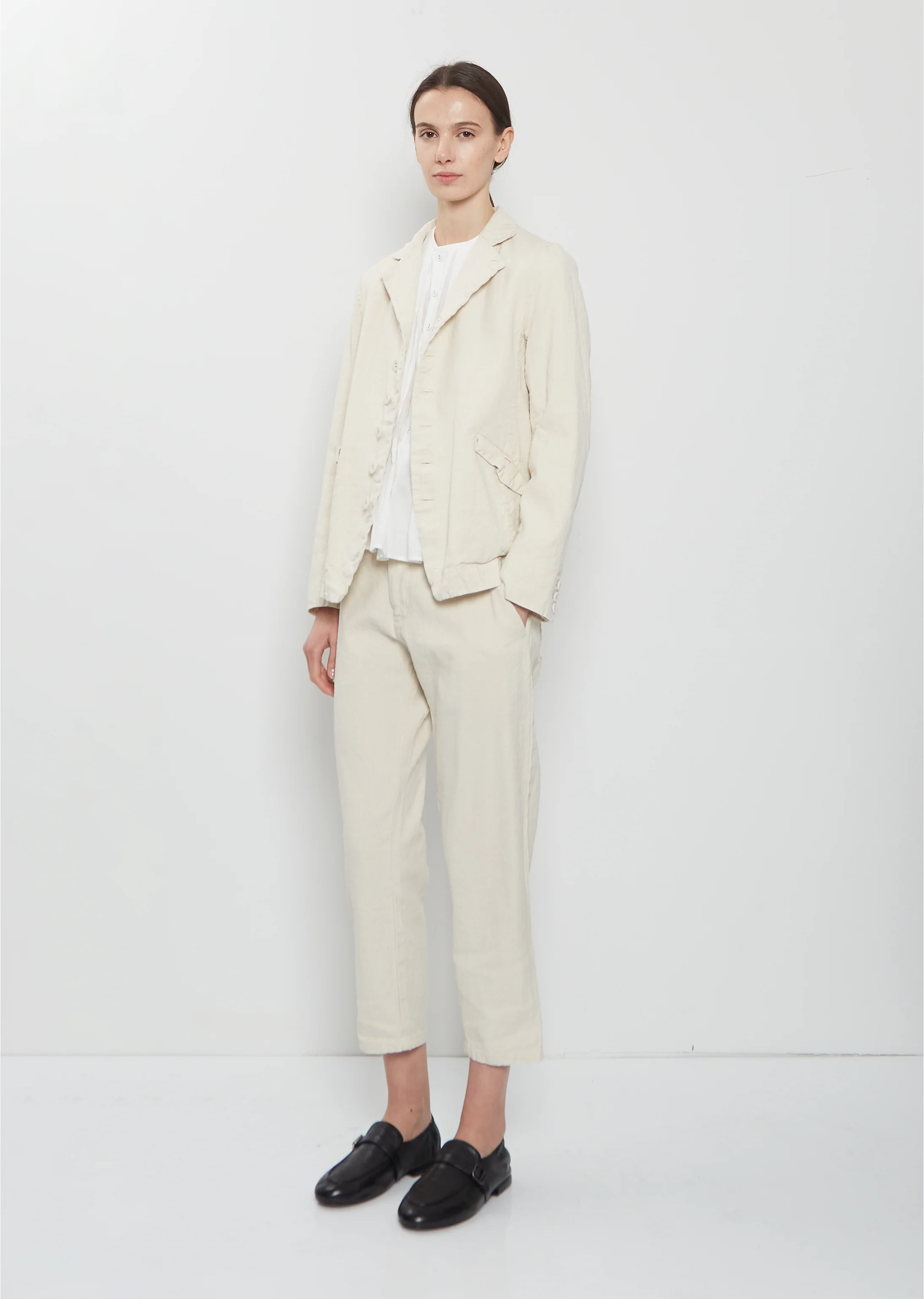 Linen Cotton Tailored Jacket — Ivory - Image 4