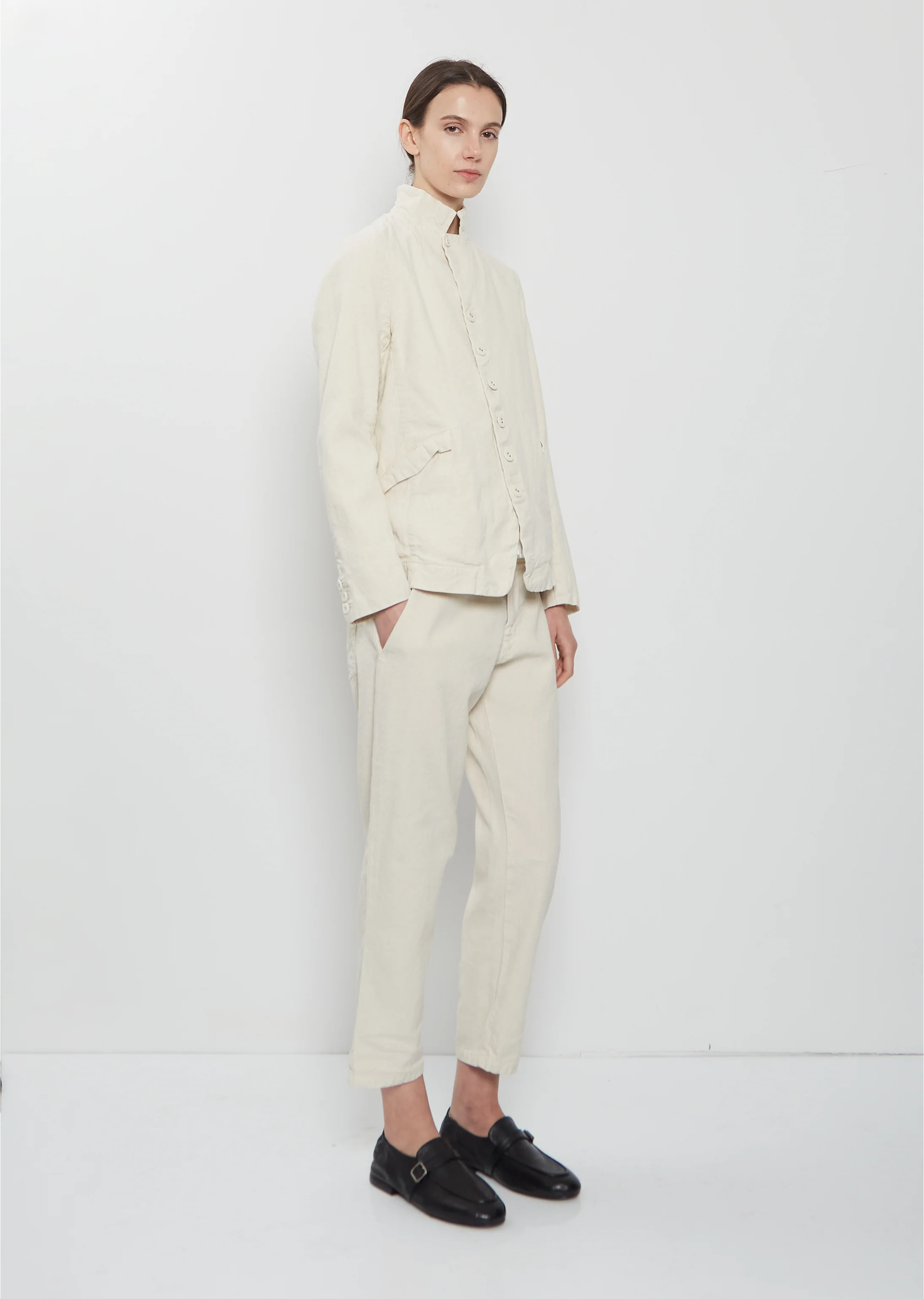 Linen Cotton Tailored Jacket — Ivory - Image 5